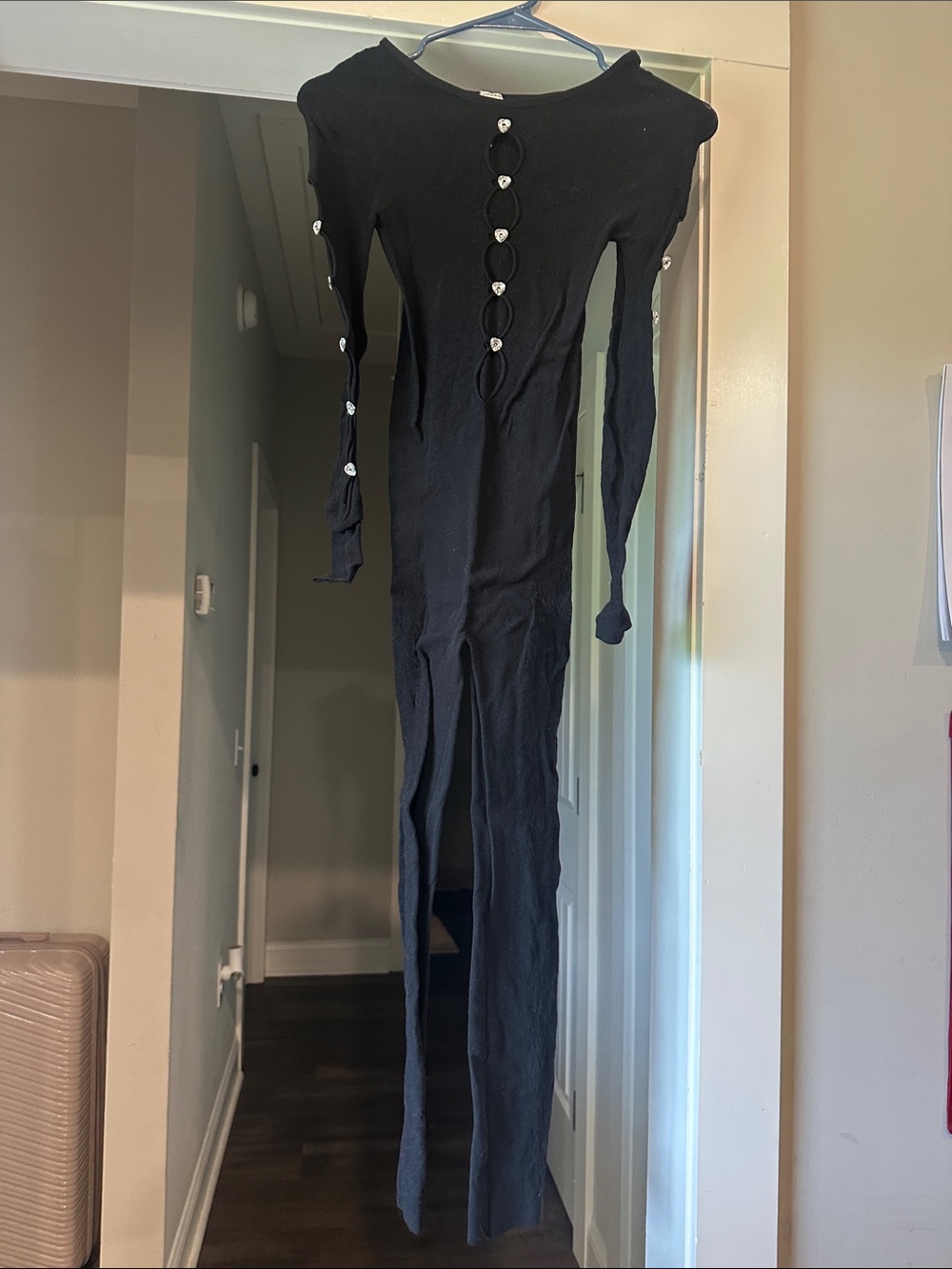 Black Long Knit Button-Up Jumpsuit